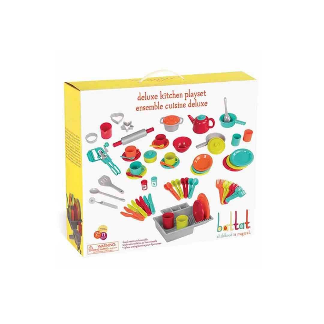 Battat Deluxe Kitchen Playset - 71 Piece Pretend Play Kids Kitchen Set