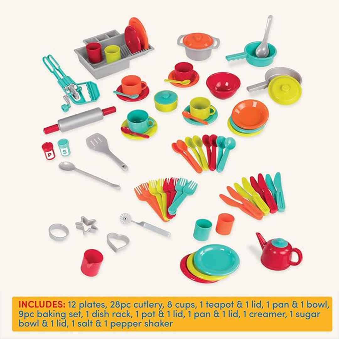 Battat Deluxe Kitchen Playset - 71 Piece Pretend Play Kids Kitchen Set