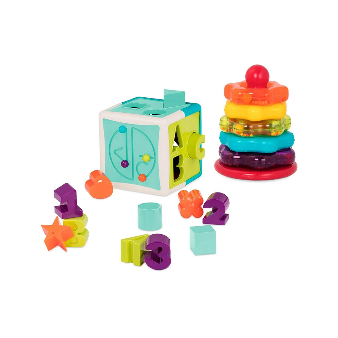 Cube Stackable Rings Battat 2-in-1 Cube & Rings Educational Toy | Toyspry