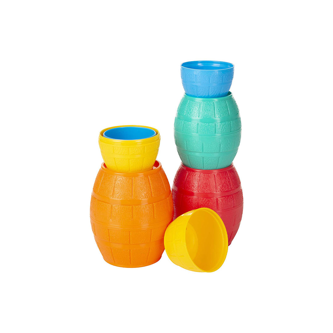 Educational nesting barrels toy showing different sizes fitting inside one another for early math and size comparison learning.