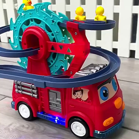 مجموعة ألعاب سيارة إطفاء 5 في 1 مع زحليقة وعجلة دوارة وميزات موسيقية