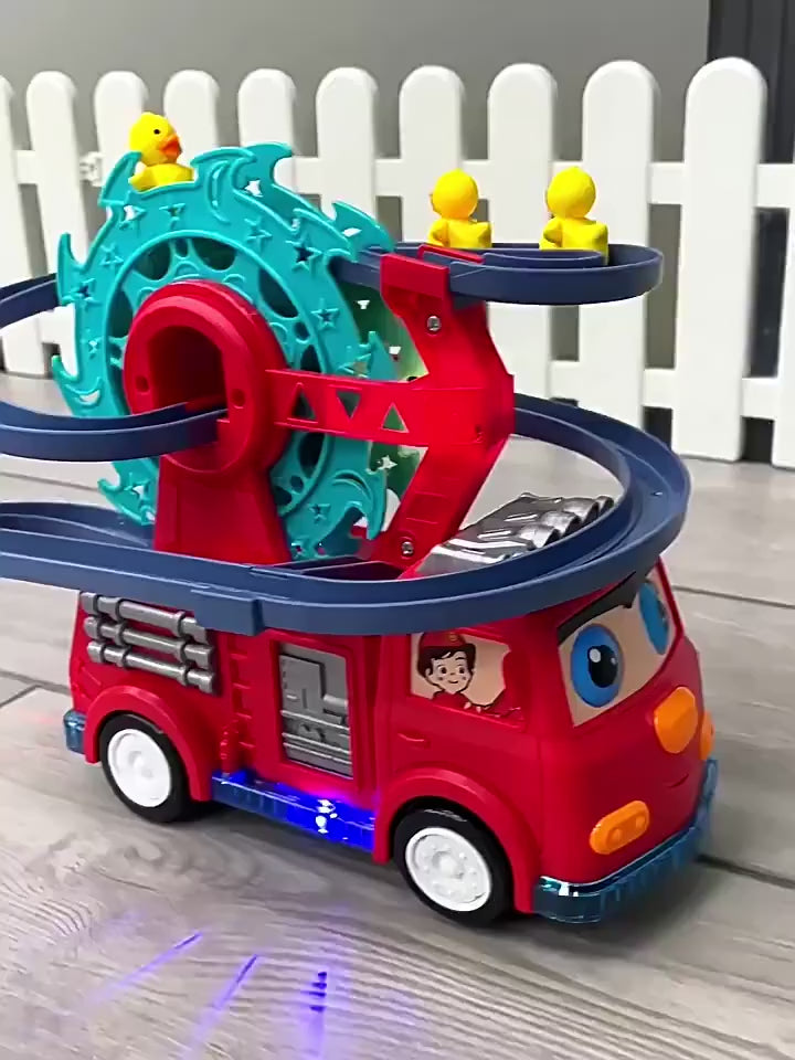 مجموعة ألعاب سيارة إطفاء 5 في 1 مع زحليقة وعجلة دوارة وميزات موسيقية